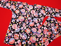 義若オリジナルの鯉口シャツ ダボシャツ 激安セール まりに花尽くし 黒